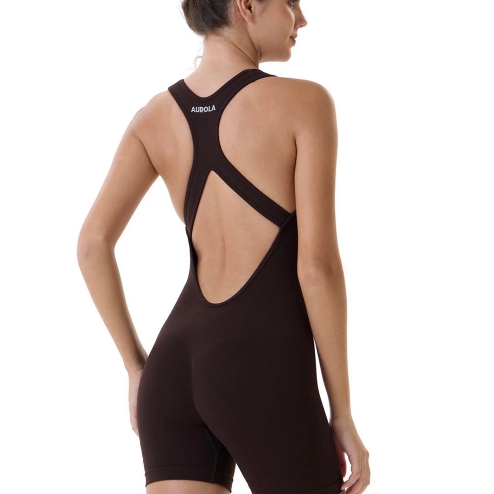 AUROLA Power Workout Jumpsuit Yoga Gym Seamless One Piece Racerback stretch sz M